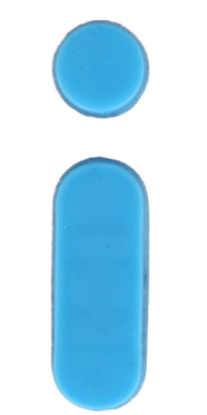 Light blue fridge magnet shaped like lowercase I